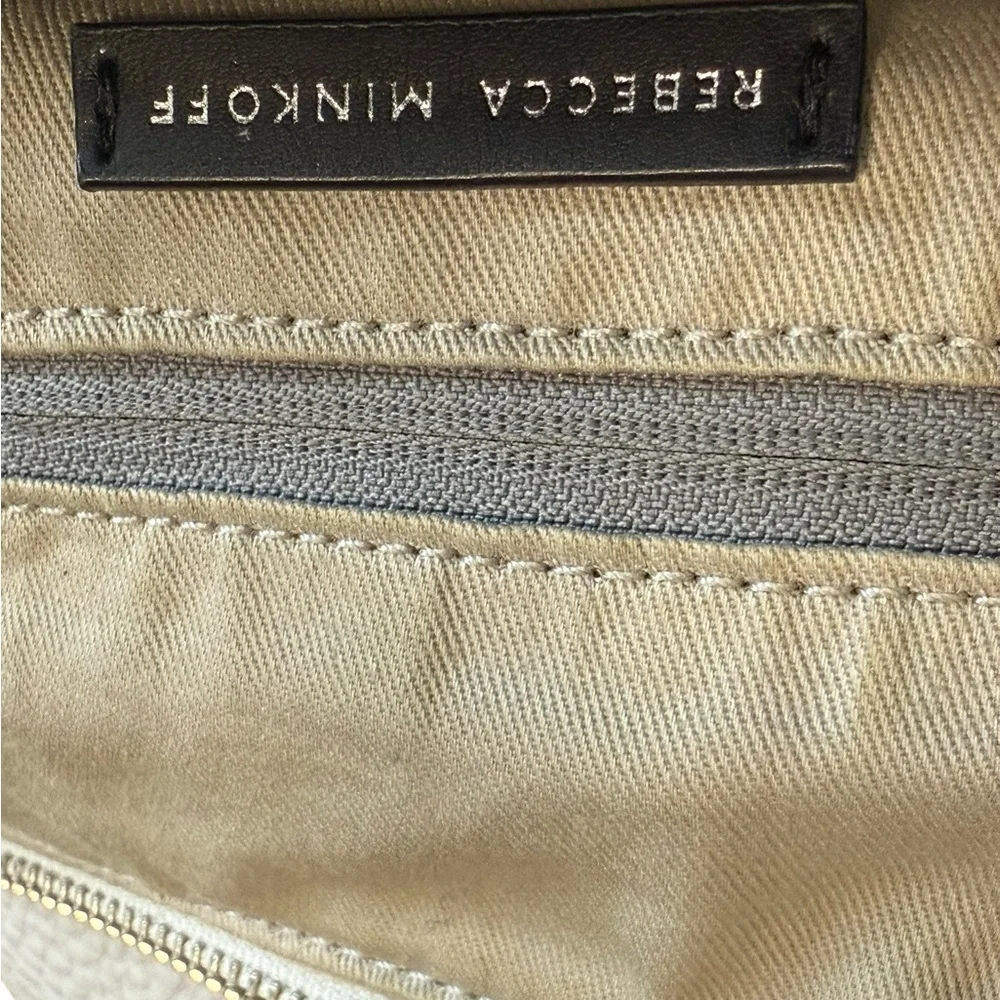 Rebecca Minkoff Pebbled Leather Hobo Shoulder Bag Light Grey